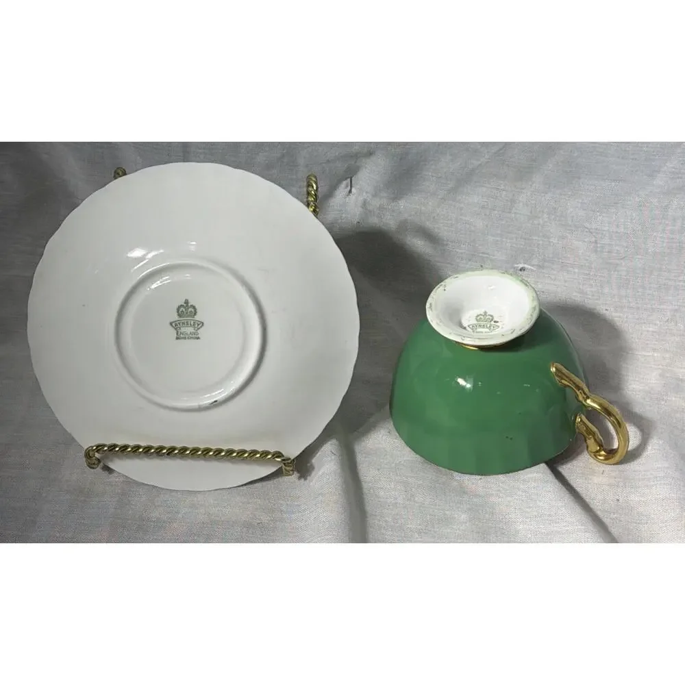 Fruit Harvest‎ TEACUP & SAUCER by Royal Aynsley GREEN Jones VINTAGE